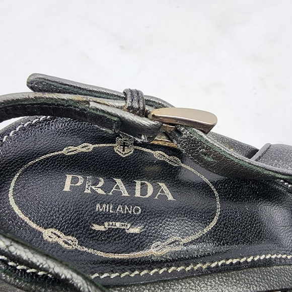 Prada Milano Close Toe Slingback Heel 37.5 US 7.5 Made in Italy  🇮🇹 - Picture 10 of 11